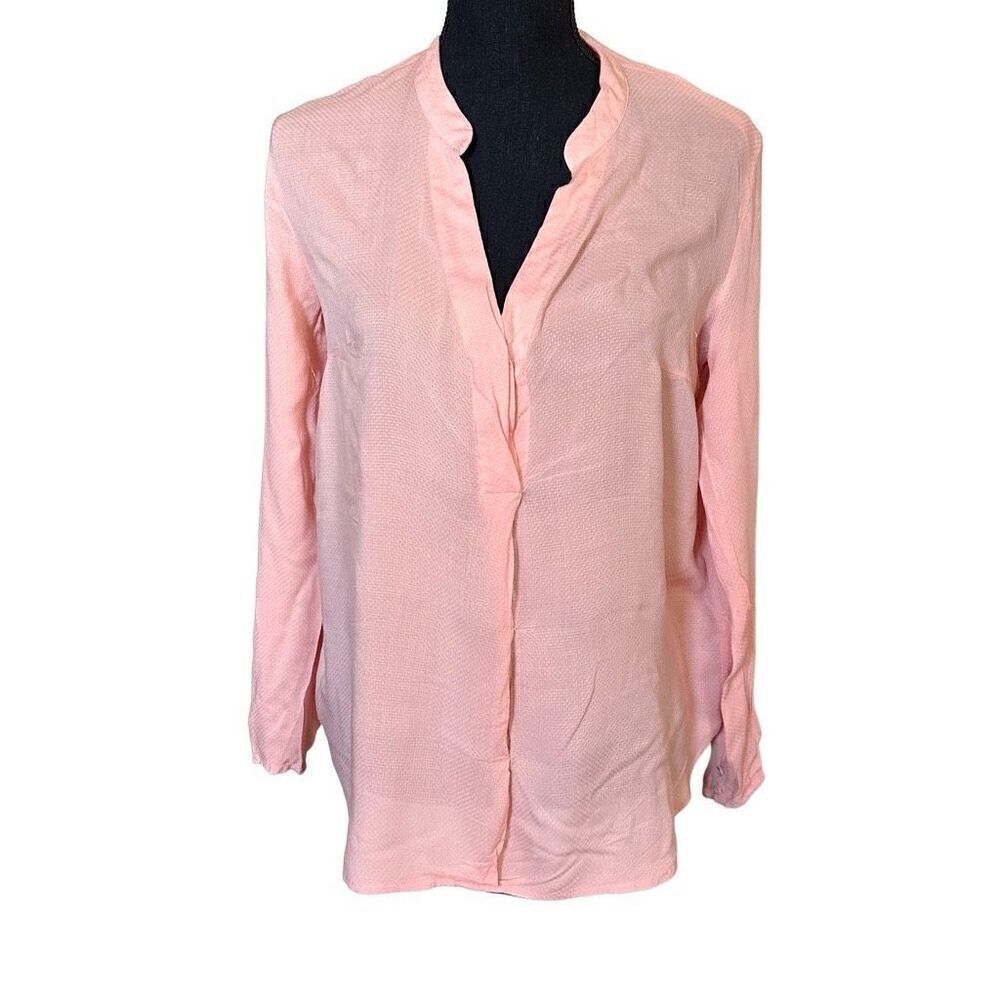 H&M Peach Long Sleeved Semi-sheer Blouse Top Shirt Size 10